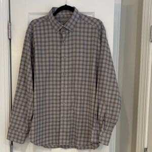 Neiman Marcus Gray and Blue Checkered Shirt